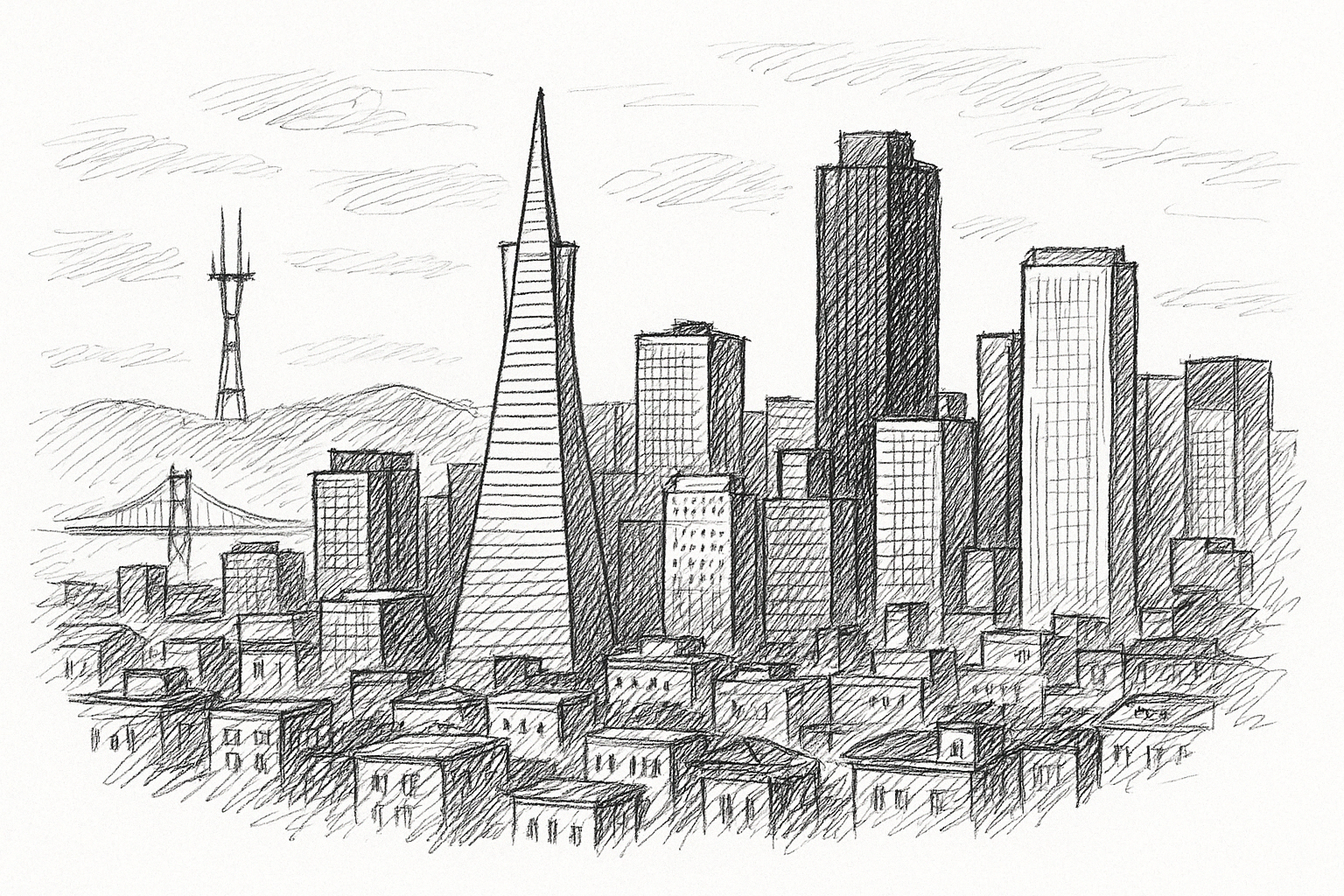 San Francisco skyline sketch